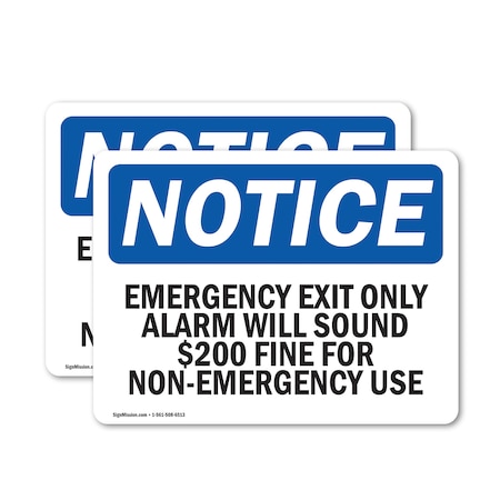Signmission Exit Sign, Vinyl Decal, 5 in W, 3.5 in H, Emergency Exit Only Alarm Will Sound $200 OS-2PACK-NS-D-35-L-11812